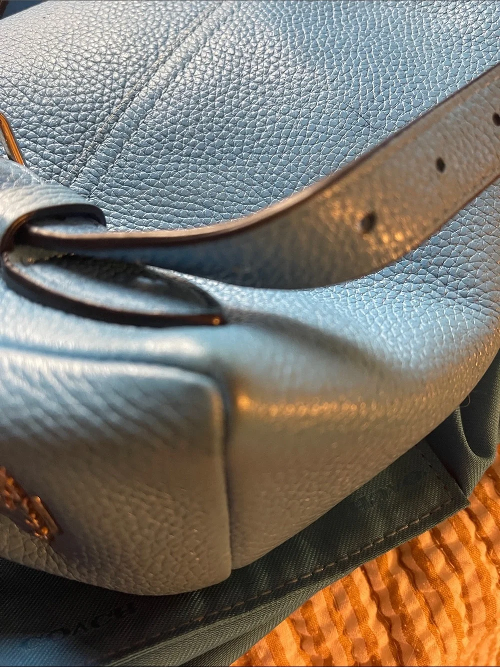 Coach Turquoise Blue Mini Back Pack with Silver Hardware and Turnlocks